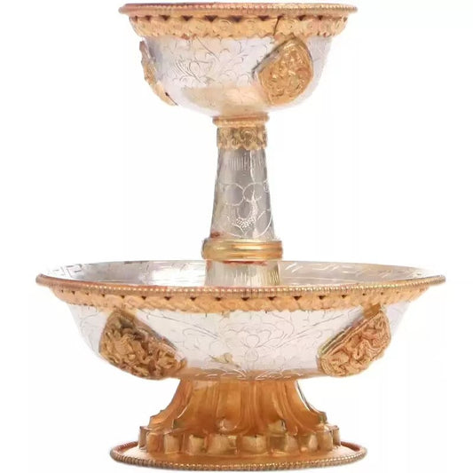 Tibetan Buddhist sacrificial implements culture: A majestic Nepal gilt bronze and silver Dharmapala cup, showcasing exquisite two-tone gold and silver craftsmanship for ritual offerings.