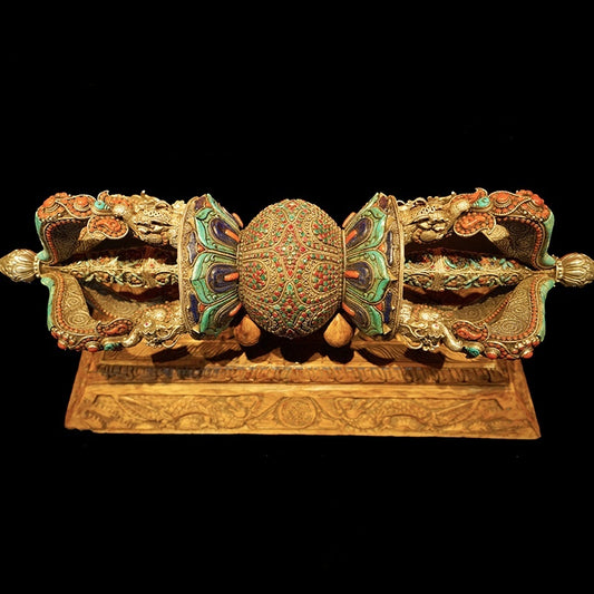 Handcrafted pure silver Vajra, a sacred tool for rituals and spiritual protection, deeply connected to Tibetan Buddhist ritual implements art.