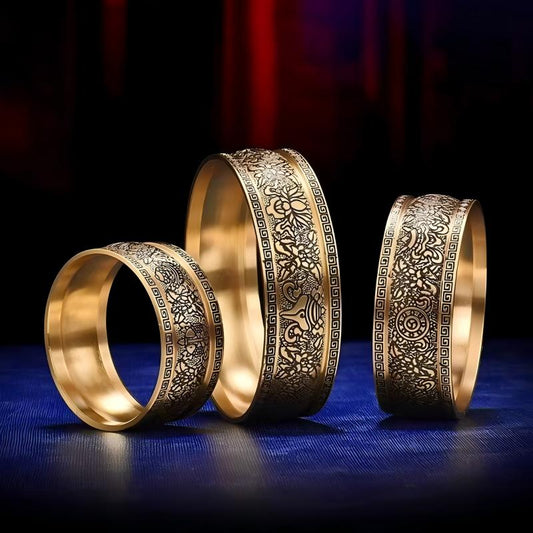 Intricate hand-carved copper Manza plate for daily offerings, showcasing artisan jewelry art inspired by the traditions of Tibetan Buddhist Jewelry Culture.