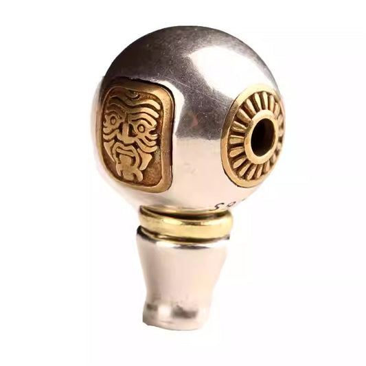 Handmade sterling silver Zaki Lamu Guru Bead on mala, a unique protector in Tibetan Buddhist Jewelry Culture and jewelry art.