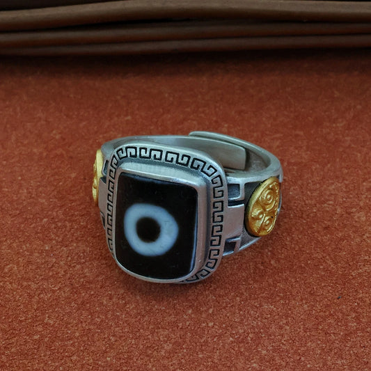 Handmade 925 silver Palden Lhamo One-Eye ring, a symbol of powerful protection in Tibetan Buddhist Jewelry Culture and jewelry art.