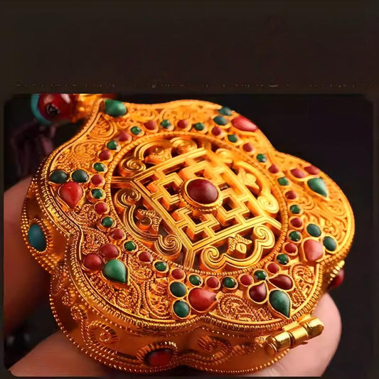 Tibetan-Buddhist Silver Hollow Gau Box: Handmade Jewelry Art