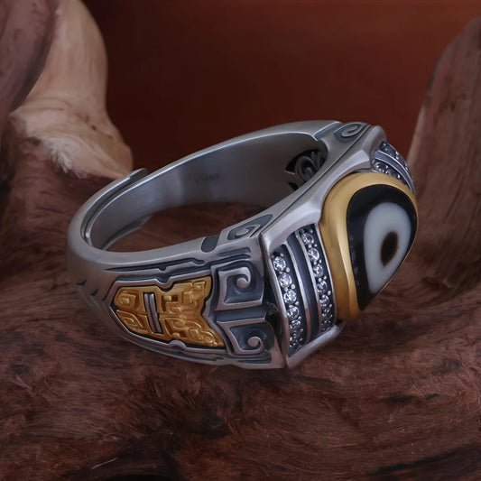 Handmade 925 silver Five Directions Prosperity Ring, a masterpiece of Tibetan Buddhist Jewelry Culture and jewelry art for wealth.