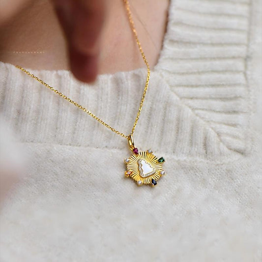 Tibetan Buddhist Jewelry Culture: A handmade sterling silver gilded Five Dhyani Buddha necklace, showcasing sacred Buddhist jewelry art and protection symbols.