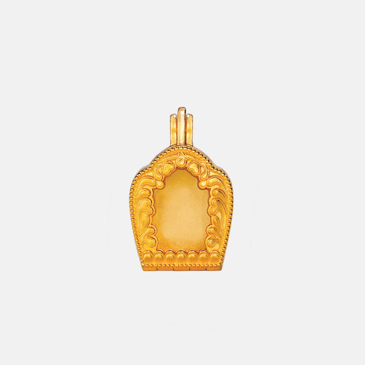 Tibetan Buddhist Jewelry Culture: A handmade sterling silver Archway Gau box pendant, showcasing sacred Buddhist jewelry art and traditional motifs.