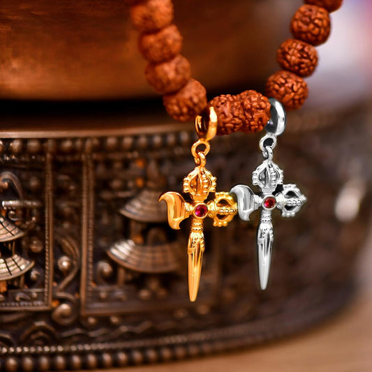 Tibetan Buddhist Jewelry Culture: A handmade sterling silver Vajra Hook necklace, showcasing sacred Buddhist jewelry art and spiritual power symbols.