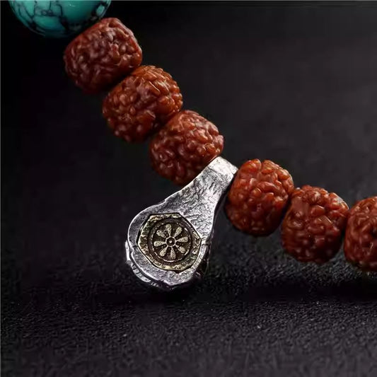 Tibetan Buddhist Jewelry Culture handmade Galsang Flower mala clip in silver and copper, a poetic piece of Jewelry art.