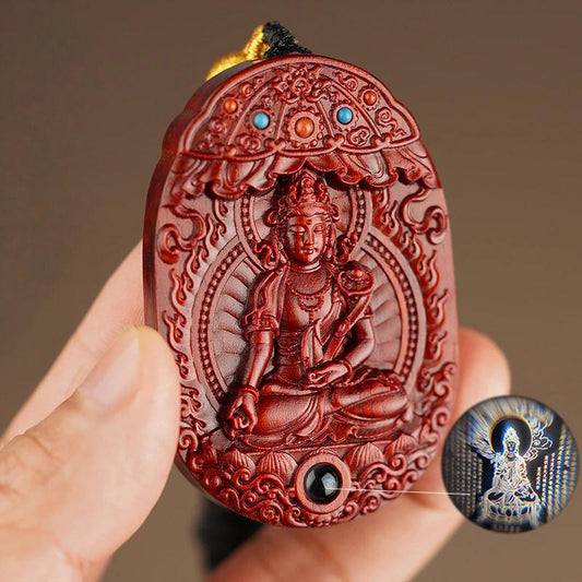 Handcrafted rotating Red Sandalwood Zodiac Guardian pendant featuring carved Birth Buddha, inspired by Tibetan Buddhist jewelry culture and fine jewelry art, perfect for daily wear, spiritual protection, and collection.