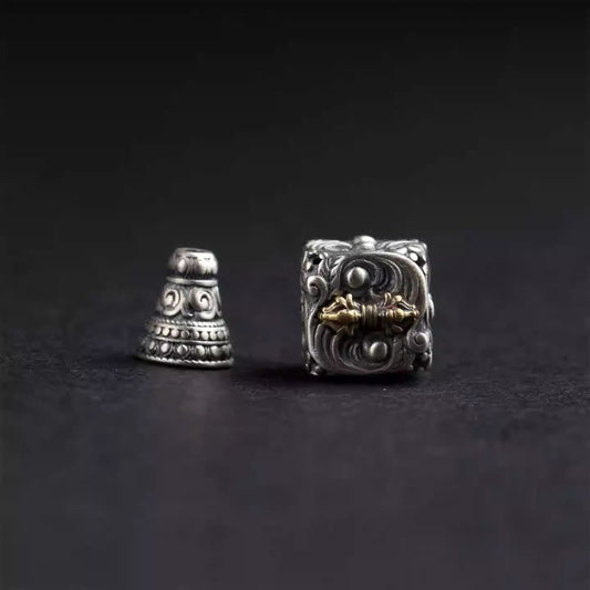 Handmade sterling silver Vajra Dorje mala bracelet representing power in Tibetan Buddhist Jewelry Culture, exquisite spiritual jewelry art.