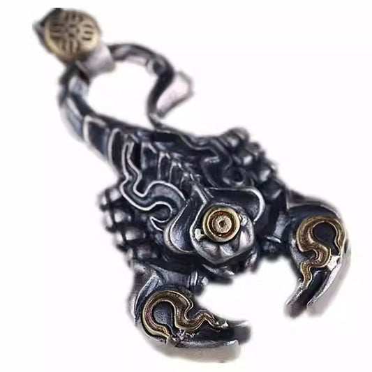 Silver fierce flame scorpion necklace, inspired by Tibetan Buddhist Jewelry Culture, handcrafted Jewelry art for men and women with a bold style