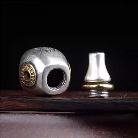 Handmade Tibetan silver Zakiram drop beads connector, ideal for assembling DIY bracelets and enhancing spiritual Tibetan-inspired accessories.