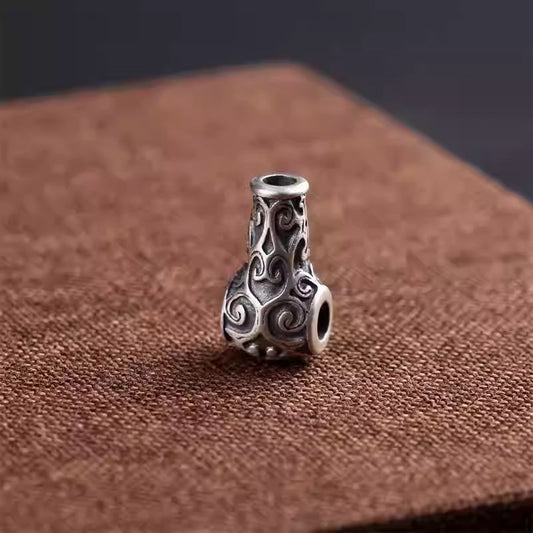 Mini hand-painted sterling silver prayer beads, a masterpiece of Tibetan Buddhist Jewelry Culture and artisan jewelry art.