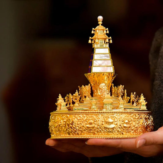 Tibetan Buddhist Jewelry Culture: Sacred Mother of Pearl mandala offering set, a unique fusion of jewelry art and Buddhist sacrificial items art.