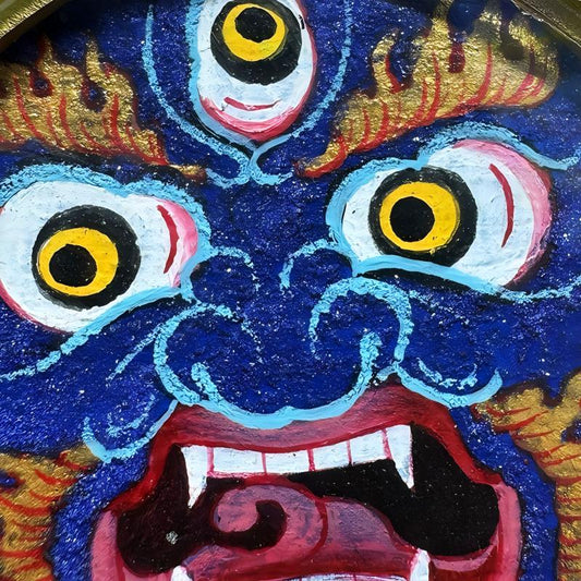 Handcrafted Tibetan Black Jambhala amulet pendant with small Thangka in Gau box, blending spiritual symbolism with exquisite Tibetan jewelry art.
