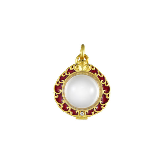 Tibetan Buddhist Jewelry Culture: Sacred brass accessory featuring the wish-fulfilling jewel, a unique fusion of protective amulet and Buddhist art.