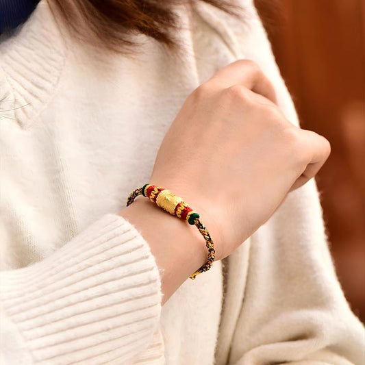 Tibetan-Buddhist Gold-Plated Six-Syllable Mantra Bracelet: Jewelry Art