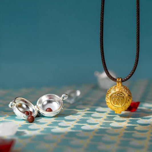 Bespoke silver Manjushri Om syllable amulet, a masterpiece of spiritual insight and Tibetan-Buddhist Jewelry Culture.