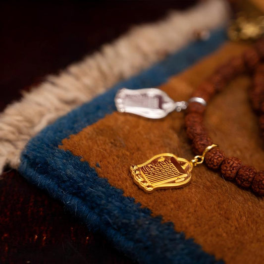 Traditional Kalachakra Symbol silver necklace, handmade for premium spiritual Jewelry art and all-encompassing luck.