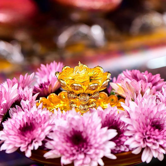 Tibetan Buddhist Jewelry Culture: Sacred brass offering bowl for fortune and prosperity, a unique fusion of Feng Shui decor and spiritual art.