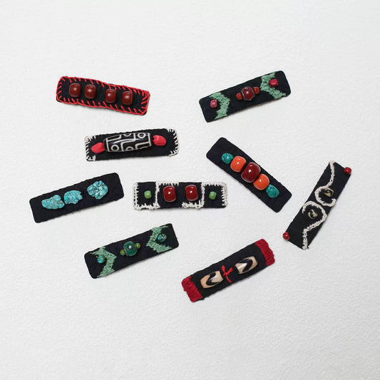 Tibetan Buddhist Jewelry Culture hand-painted ceramic hairpin, artistic Tibetan jewelry expressing purity and grace.