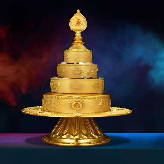 An authentic piece of Tibetan Buddhist sacrificial implements culture, this Nepal-style Mandala offering set is handcrafted from high-quality pure copper for spiritual rituals.