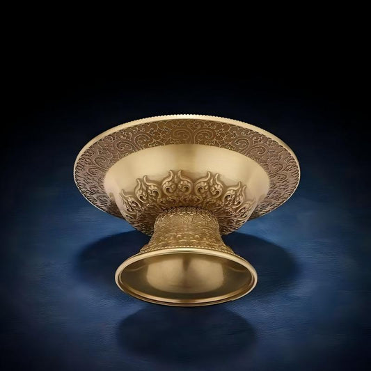 An authentic piece of Tibetan Buddhist sacrificial implements culture, this Dharmapala offering cup is meticulously handcrafted from pure copper for temple altar use.