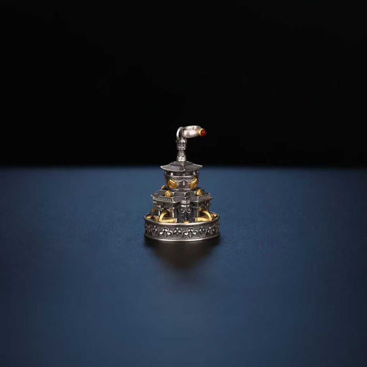 Tibetan Buddhist jewelry culture showcased through a sacred geometry mandala pendant crafted in S925 silver, representing the universe in miniature through intricate jewelry art.