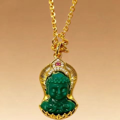 Custom DIY Buddhist pendant necklace with zircon, handcrafted Tibetan Buddhist Jewelry Culture Jewelry art for protection and blessing