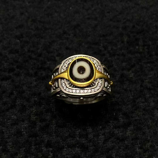 Meticulously inlaid Tibetan mandala ring in 925 silver demonstrates Buddhist jewelry art, symbolizing the path to enlightenment through sacred design.