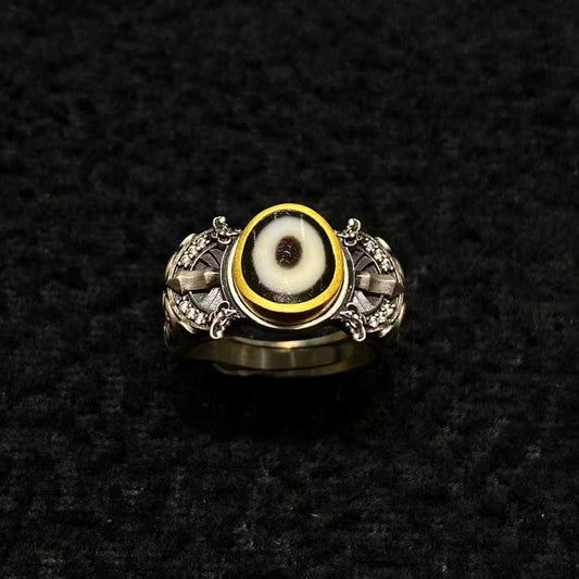 Sacred dorje protection ring in sterling silver represents Tibetan Buddhist jewelry culture, offering spiritual safeguarding in jewelry art.