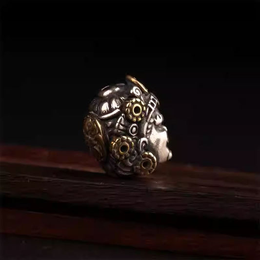 Handcrafted Tibetan Buddhist silver and copper Formless Buddha conch spacer bead, Jewelry art accessory for DIY Vajra Xingyue prayer bead bracelets