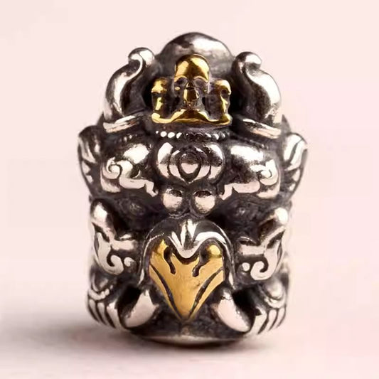 Handcrafted Tibetan Buddhist silver Garuda spacer and top bead, Jewelry art accessory for DIY Vajra Xingyue Bodhi Seed prayer bead bracelets