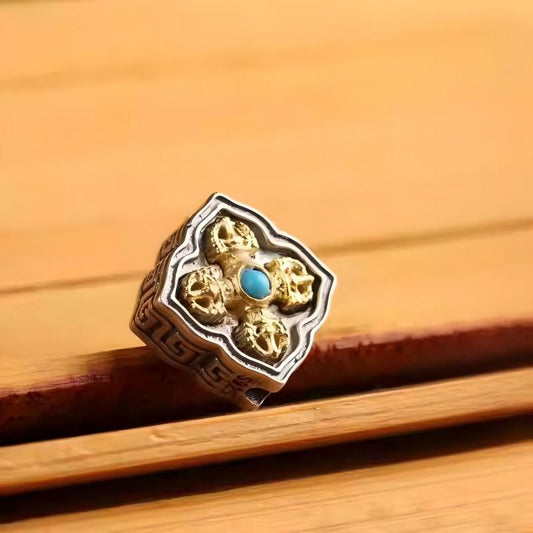 Tibetan handmade silver and copper formless Buddha charm side hanging, Jewelry art component for DIY spiritual bracelets and mala beads