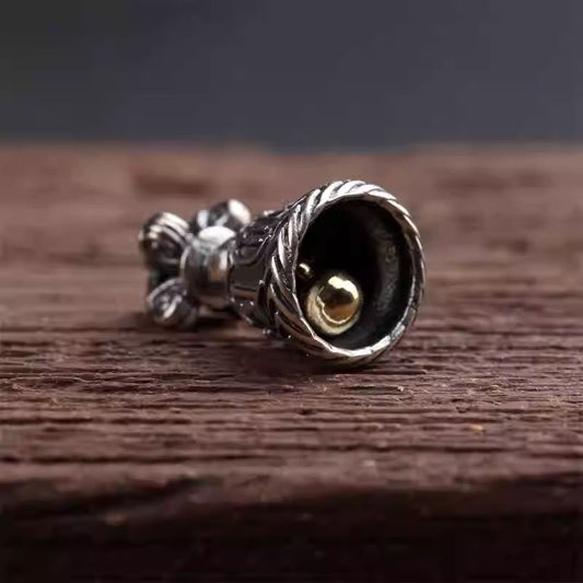 Tibetan handmade silver Vajra bell back cloud, Jewelry art accessory for DIY spiritual bracelets and mala bead creations