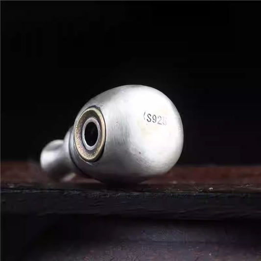 Pure handmade Tibetan Buddhist silver and copper inlaid Buddha head three-way connector, smooth surface jewelry art component for DIY mala and bracelet making