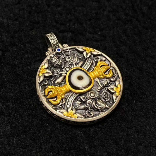 S925 Zakiram Life Past & Present pendant inspired by Tibetan Buddhist Jewelry Culture, featuring fine inlay craftsmanship and detailed jewelry art.