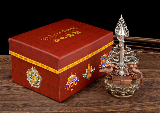 15cm Three Great Bodhisattvas statue in brass and copper, handcrafted to showcase the virtues of compassion, wisdom, and strength. A perfect addition to any spiritual space.