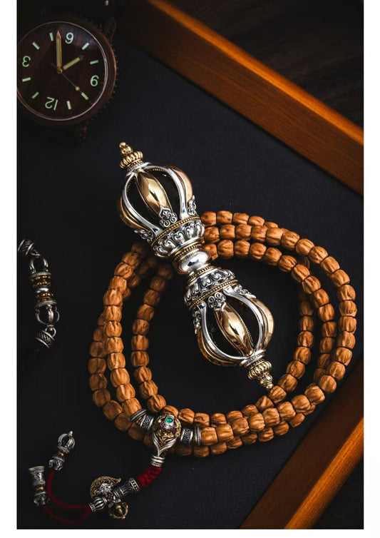 "Handcrafted Brass Nine-Prong Demon-Subduing Vajra, symbolizing spiritual strength, wisdom, and protection in Tibetan Buddhism. Ideal for rituals, meditation, and home decor.