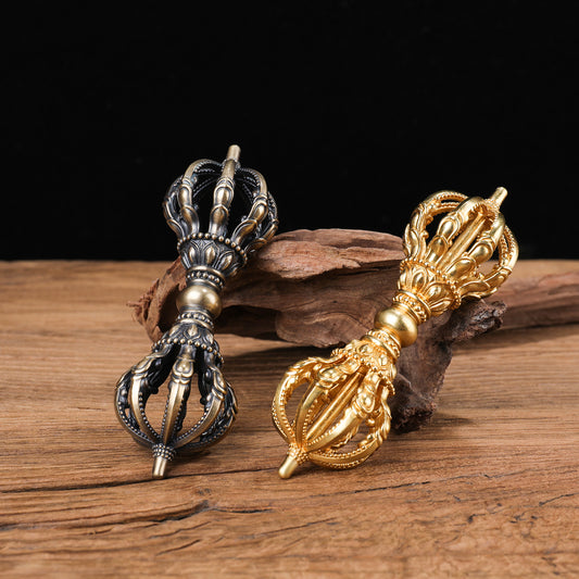 Tibetan Buddhist ritual implements culture Nine-Prong Vajra Brass Handcrafted