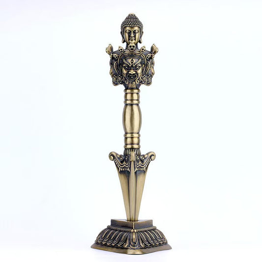 Handcrafted brass Jingpai Vajra, a sacred ritual tool in Tibetan Buddhism symbolizing protection and spiritual power. Perfect for rituals, meditation, and spiritual practices.
