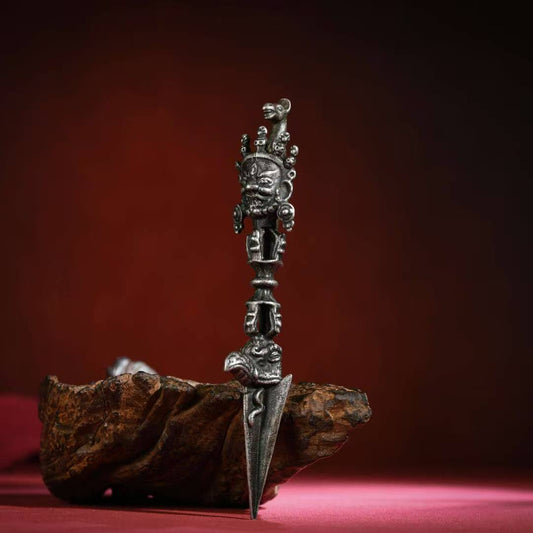 Handcrafted Brass Supreme Vajra Phurba, symbolizing spiritual power and protection. A finely crafted piece of Tibetan Buddhist ritual art, ideal for meditation and sacred spaces.