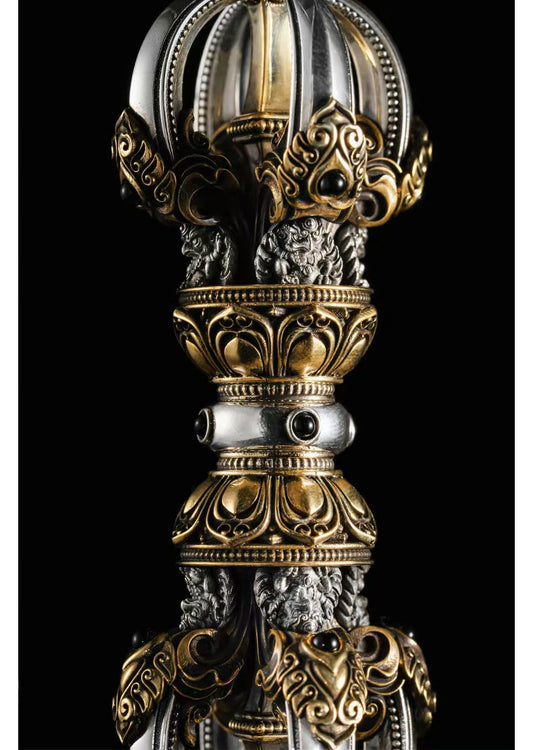 Handcrafted Brass Five-Pronged Vajra, a sacred Tibetan Buddhist ritual tool used for protection, purification, and spiritual strength. Perfect for meditation, rituals, and spiritual practice.