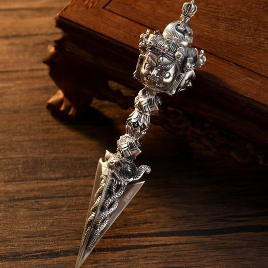 tibetan-buddhist Brass Four-Faced Phurba | Ritual Implements Art