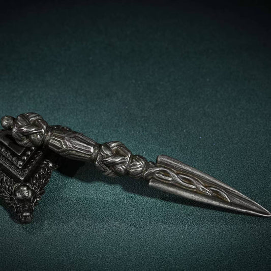 Handcrafted Brass Phurba Dagger, embodying Tibetan Buddhist ritual implements culture. A symbolic piece of ritual art, perfect for spiritual practices, altars, or as a collector's item.
