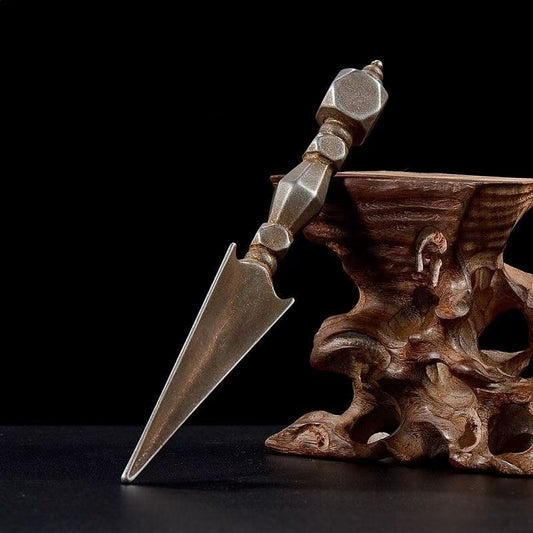 This Handcrafted Iron Carved Flower Vajra is an authentic Tibetan Buddhist ritual tool crafted in Nepal. Made from antique brass, the Phurba Dagger symbolizes spiritual protection and purification. Perfect for meditation, rituals, and sacred spaces, this piece is a true representation of Tibetan Buddhist culture. Ideal for both collectors and practitioners, it adds divine energy to your environment.