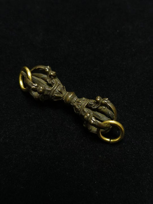 Bronze Five-Pronged Vajra with back cloud motif, a stunning piece from Tibetan Buddhist ritual implements culture, perfect for spiritual practice and home altars.