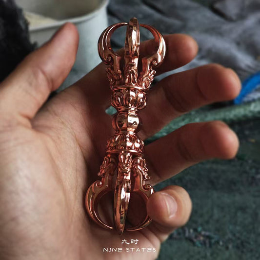tibetan-buddhist Handcrafted Brass Five-Wisdom Vajra | Ritual Implements Art