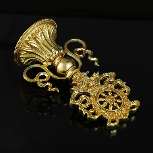 Pure handmade brass eight auspicious symbols ritual art rooted in Tibetan Buddhist ritual implements culture and Buddhist ritual implements art