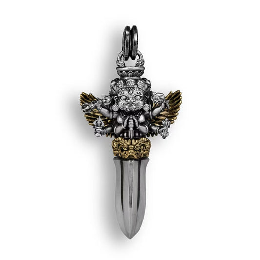 Brass Six-Arm Mahakala Vajra Dagger, handcrafted in Tibetan Buddhist ritual implements culture style, representing traditional Buddhist ritual implements art.