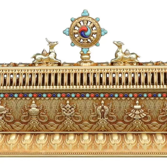 Handcrafted 30cm brass Baoyu reclining incense burner, perfect for home or office, reflecting Tibetan Buddhist sacrificial implements culture and exquisite sacrificial items art.